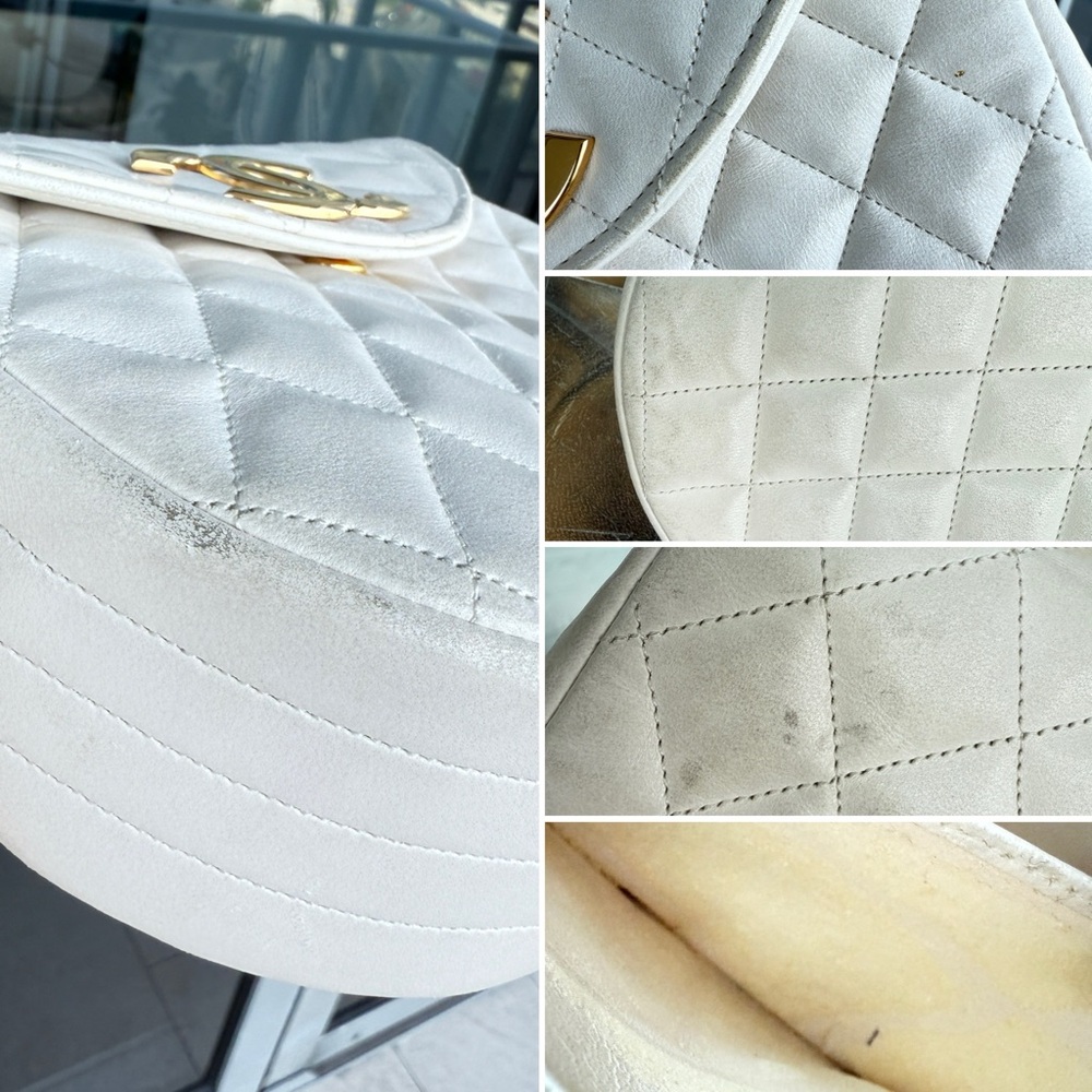 ❗️FINAL PRICE❗️LOT 1797 24K gold plated CHANEL vintage XL CC half moon flap bag - Picture 10 of 14